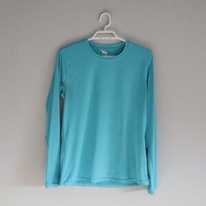 Aerion Base Layer Activewear Large Blue Horse Stretch Long Sleeve Layering Top‎